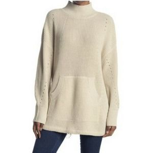 NWOT RDI Mock Neck Kangaroo Pocket Ribbed Oversized Sweater M